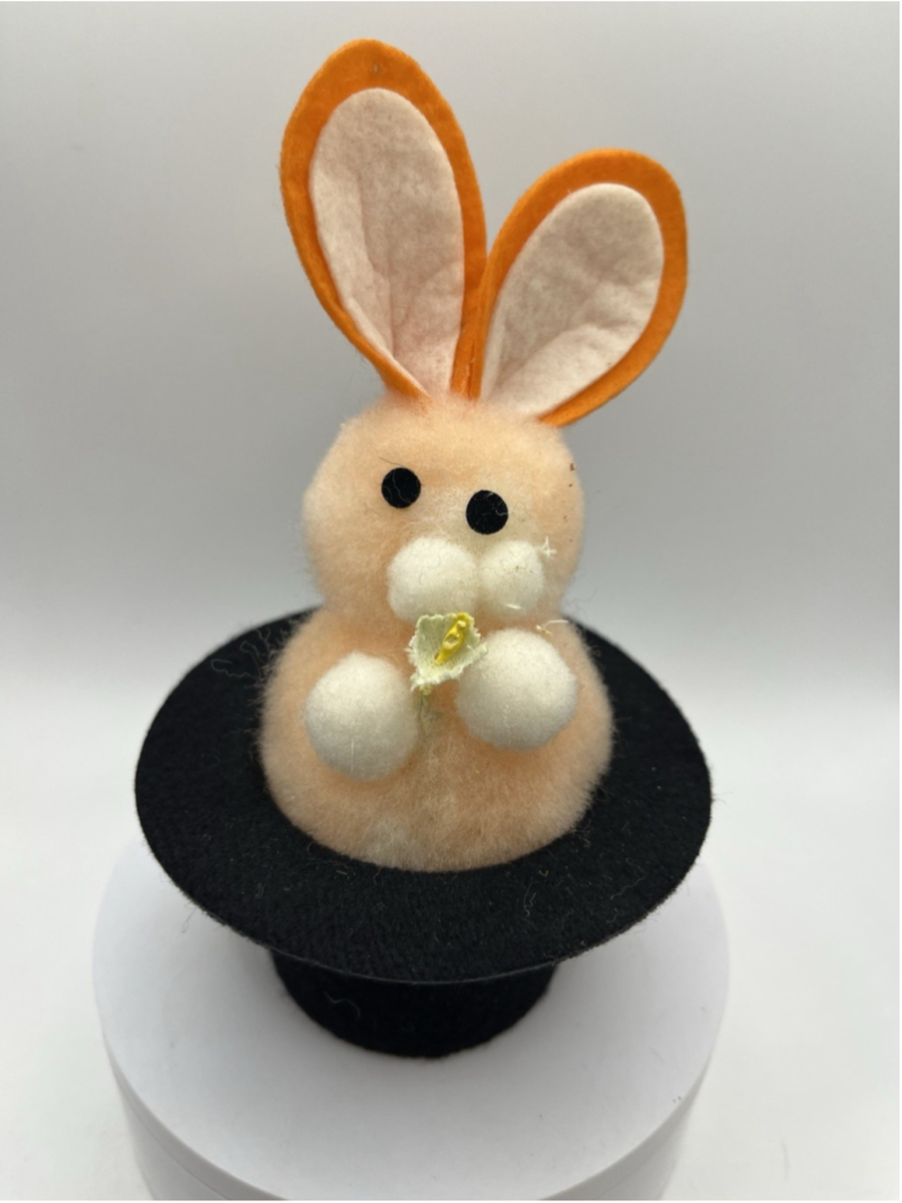 VINTAGE Rabbit Easter Bunny In A Top Hat SMALL PLUSH LIKE FROM INDIA , SEE ALL